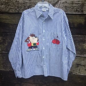 VTG 90s striped button down Taz boxing